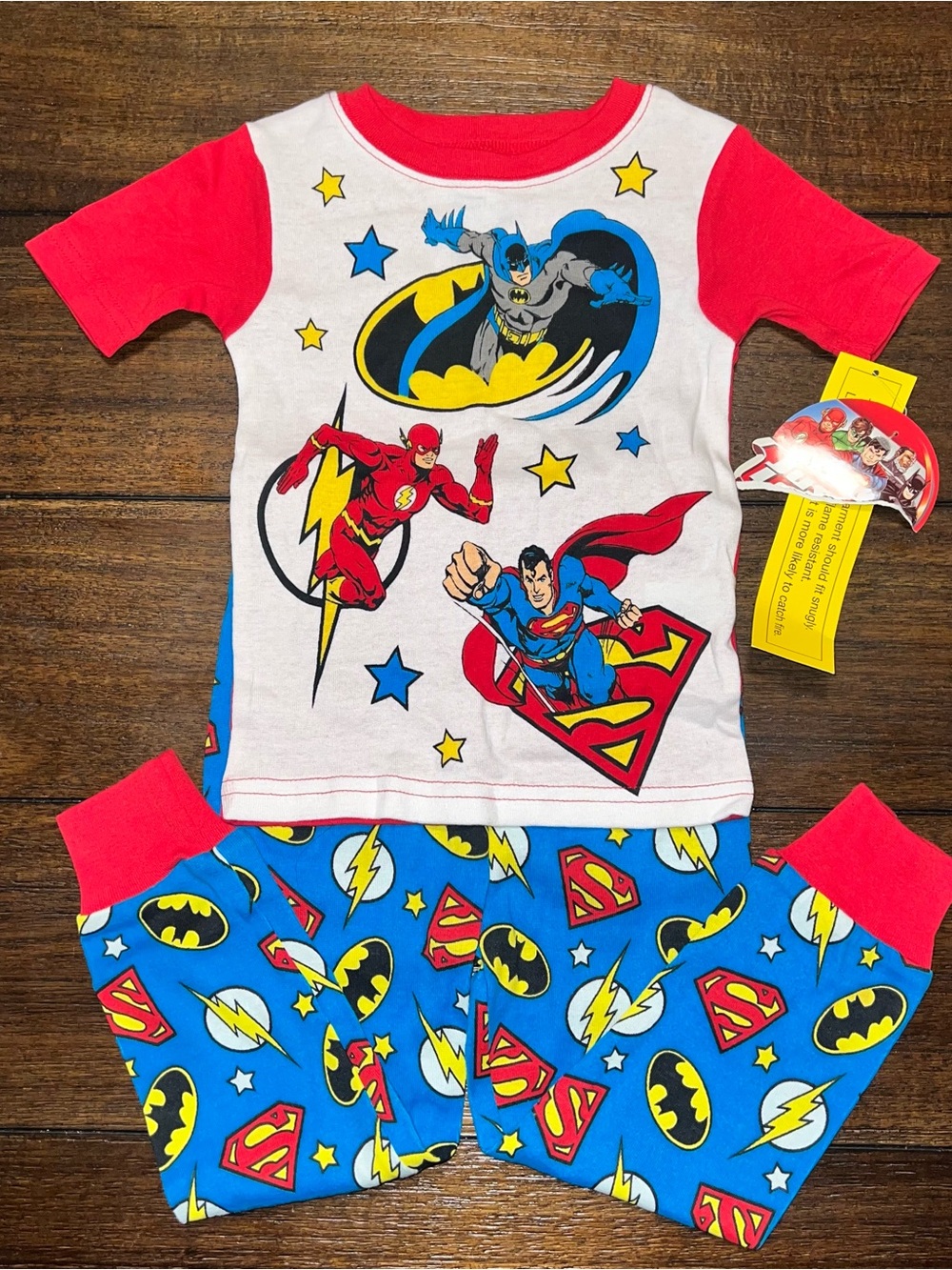DC Comics Boys' Red & Blue Superhero Pajama Set - Batman, Superman & The Flash